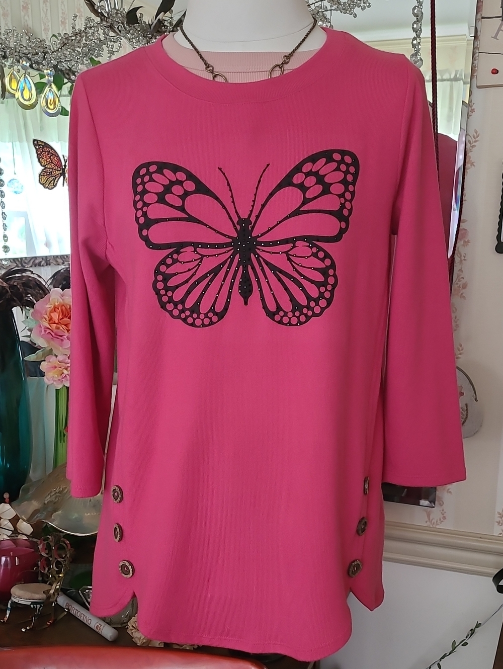 Trusele Small Hot Pink Butterfly Tunic Top